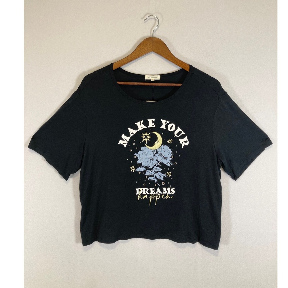 Celestial Witchy No Comment Womens Med Black Make Your Dreams Happen Graphic Tee